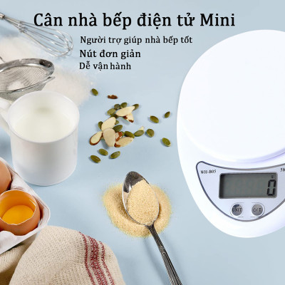 Cân điện tử mini nhà bếp, cân thực phẩm nguyên liệu làm bánh, trà sữa tặng kèm móc treo siêu dính 10kg