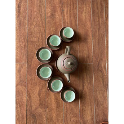 Ấm chén tử sa dáng tống ganh xanh