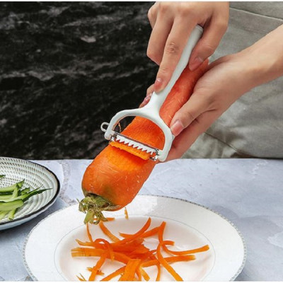 SET 01 dao nạo rau củ quả lưỡi thép không rỉ + 01 gói bột tẩy rửa đa năng - Hàng nội địa Nhật Bản.