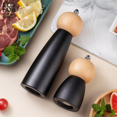Dụng cụ xay tiêu đen và muối biển ECOHUB màu đen dạng đẹp cao cấp và sang trọng  (Pepper Grinder)