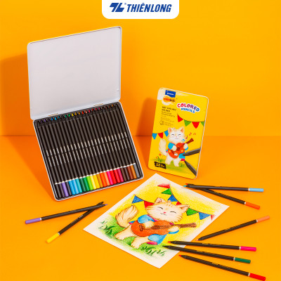 Bút chì 12/24 màu Black Wood Colored Pencils - Thiên Long Colokit - Thân gỗ Linden cao cấp Màu sắc tươi sáng
