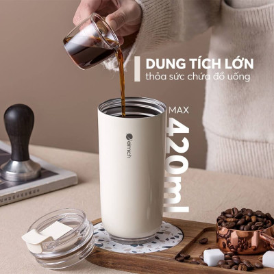 Ly giữ nhiệt inox 304 Elmich EL8300 dung tích 420ml, Hàng chính hãng, chống rò rỉ, nắp dạng bật - JoyMall