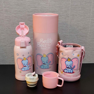 Bình giữ nhiệt Beddybear/ Beddy Bear hình con Voi cho bé trai, bé gái từ 2 tuổi-12 tuổi / mầm non / tiểu học, inox 316