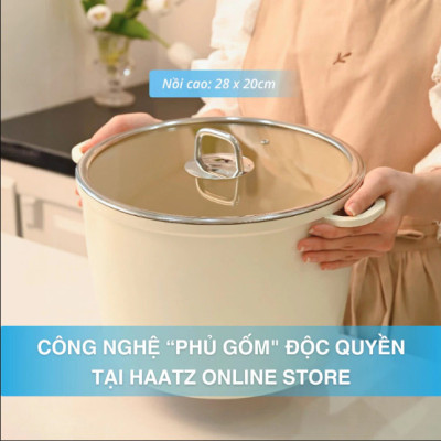Nồi Phủ Gốm Thành Cao Đáy Từ 28cm Haatz - Made In Korea, Nồi Chống Dính Dùng Mọi Loại Bếp - Bảo Hành 2 Năm