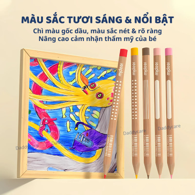 Bút chì màu vẽ tranh cao cấp mideer Vibrant Colored Pencil  24/36/48 màu,Chì vẽ chuyên nghiệp, thiết kế, phác họa cho bé