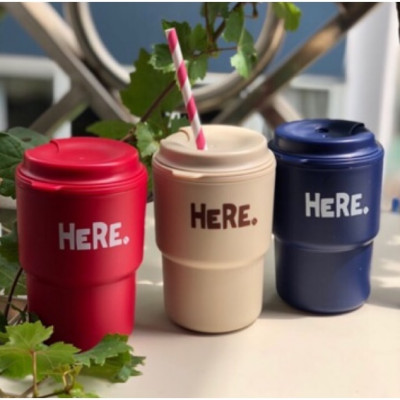 Ly cốc có nắp tiện lợi, giữ nhiệt nóng lạnh đều được 320ml, chất liệu nhựa PP (màu kem)