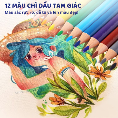 Bộ bút màu cho bé Mideer Portable Art Gift Box 6 in 1, hộp bút nghệ sĩ kèm kéo gọt bút keo dán