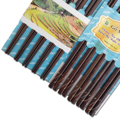 10 Đôi Đũa Gỗ Đen Cẩn Dây Đàn - Đồ Gỗ Nhà Bếp Thương Hiệu Trường Sơn