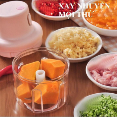  MÁY XAY MINI CẦM TAY ĐA NĂNG , XAY THỊT, RAU CỦ QUẢ,  TỎI ỚT MINI LOẠI 250ML CÓ SẠC ĐIỆN