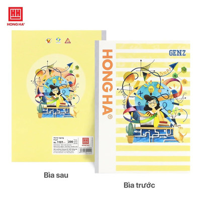 Vở kẻ ngang Hồng Hà 200 trang - Gáy vuông ép keo - GenZ 1101 định lượng 58 gm2 (Giấy mỏng) độ sáng 90-92 ISO, Khổ vở 180 x 252 mm (Giao bìa ngẫu nhiên)