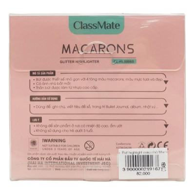 Vỉ 4 Bút Highlight Màu Nhũ Macarons - ClassMate CL-HL0006S (Mẫu Bao Bì Giao Ngẫu Nhiên)