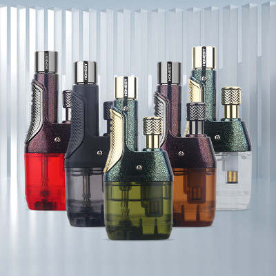 Vỏ Hột Quẹt Bật Lửa Khò Gas 1 Tia Mạnh Mẽ Honest BCZ-796 Thiết Kế Hình Tháp Đôi Bình Chứa Gas Trong Suốt Nhìn Thấy Lượng Gas - Nhiều Màu