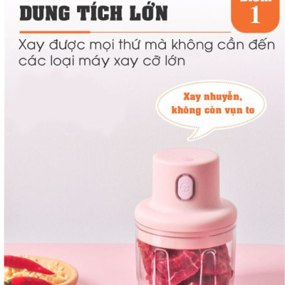 Máy Xay Tỏi , Máy Xay Thức Ăn Đa Năng Tiện Dụng - Pin Sạc Tích Điện - Dung Tích 250ml - Energy Green Lighting