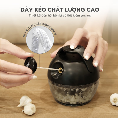 Dụng cụ xay tỏi ớt, thực phẩm Lebenlang LBL3777, 170ml, lưỡi dao 3 cánh sắc bén, dây kéo rút tiện lợi - hàng chính hãng