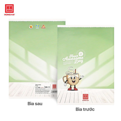 Vở kẻ ngang Hồng Hà 120 trang - May gáy - Studh Moka 1461 định lượng 70 m2 độ sáng 90-92 ISO Khổ vở 180 x 252 mm (Giao bìa ngẫu nhiên)