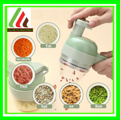Máy xay cắt thực phẩm rau củ quả hành tỏi cầm tay mini 4 trong 1 đa năng tiện dụng