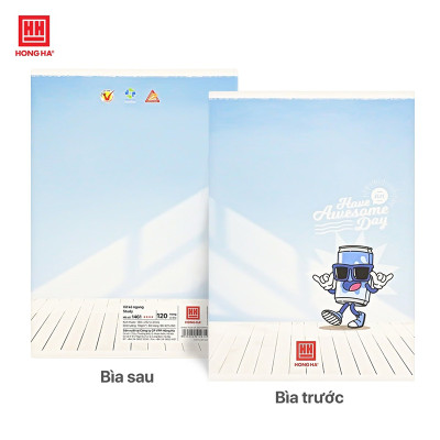 Vở kẻ ngang Hồng Hà 120 trang - May gáy - Studh Moka 1461 định lượng 70 m2 độ sáng 90-92 ISO Khổ vở 180 x 252 mm (Giao bìa ngẫu nhiên)