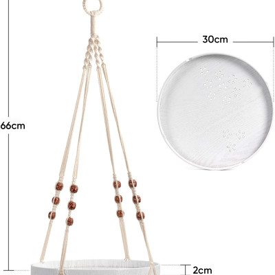 Set dây treo Macrame kèm đĩa đựng chậu MONROVIA, trang trí trong nhà, sân vườn, đan thủ công tỉ mỉ, Tiêu chuẩn Châu Âu