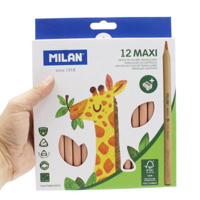 Hộp 12 Bút Chì Màu Gỗ Tái Chế Milan Maxi 07226212FSC