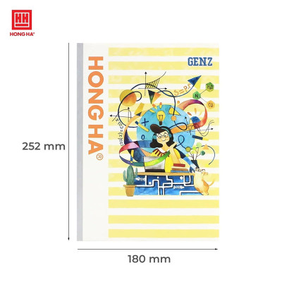 Vở kẻ ngang Hồng Hà 200 trang - Gáy vuông ép keo - GenZ 1101 định lượng 58 gm2 (Giấy mỏng) độ sáng 90-92 ISO, Khổ vở 180 x 252 mm (Giao bìa ngẫu nhiên)