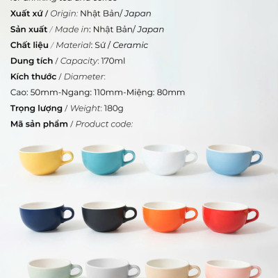 New 2024 Ly sứ Origami Cappuccino Bowl 170ml uống trà cà phê