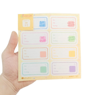 Bộ 16 Nhãn Vở A Lớp 1-2 - Linh Lan