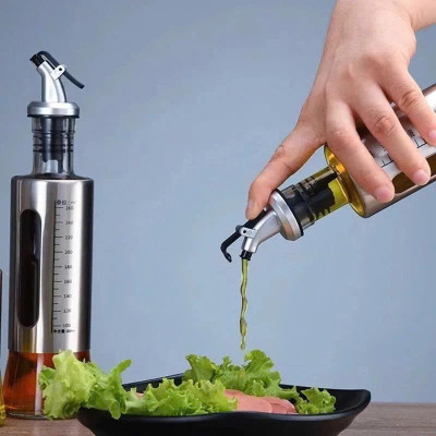 Bình Rót Gia Vị Dầu Ăn, Nước Mắm – Chai Thủy Tinh  200ML Bọc Inox Sang Trọng