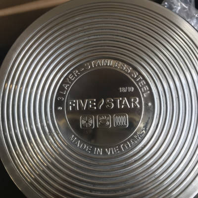 Bộ Nồi inox 304 Và Chảo Chống Dính Inox 430 Bếp Từ 3 Đáy Fivestar 5 Món Nắp inox