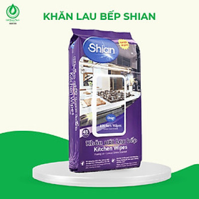 Khăn ướt lau bếp SHIAN đánh bay dầu mỡ nhanh chóng, dịu nhẹ với da tay - Gói Lớn 45 tờ