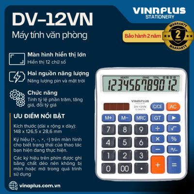 Máy Tính Tiền DV-12VN Để Bàn - Tính Tiền Tiện Lợi - Hàng Chính Hãng