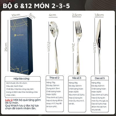 Bộ dụng cụ bàn ăn kèm hộp quà tặng dao thìa nĩa Inox DandiHome cao cấp