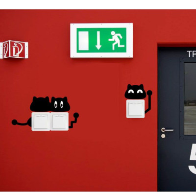 10 hình dán công tắc Mèo đen ngộ nghĩnh trang trí nhà cửa sáng tạo