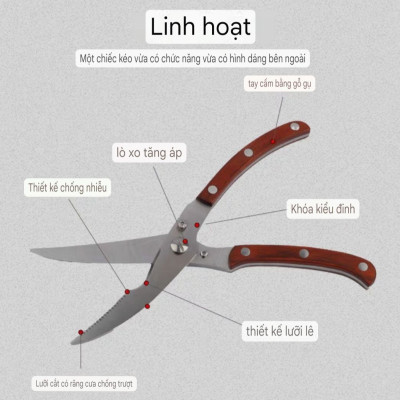 Kéo cắt gà xuất Nhật cán gỗ