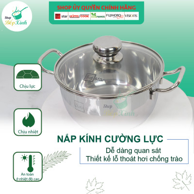 Bộ Nồi Inox 3 Đáy Từ Fivestar Standard FSB50002 5 chiếc nắp kính ( tặng 2 vá canh )