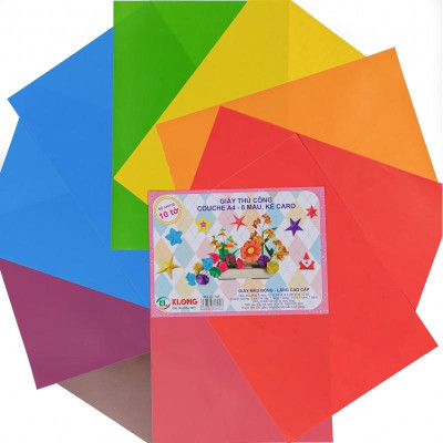 Giấy thủ công kẻ caro 7 màu Couche A4 10 tờ/tập; MS: 705