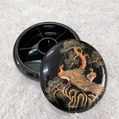 Hộp đựng bánh mứt trơn 6 ngăn sơn mài Thanh Bình Lê hàng xuất khẩu đẹp, sang trọng