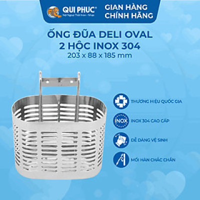 [Chính hãng Qui Phúc] Ống đũa inox 304 Oval 2 ngăn, chống hoen gỉ, an toàn vệ sinh, thiết kế sang trọng