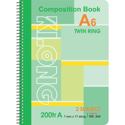 Sổ kẻ ngang lò xo kép bìa nhựa KLONG A6 200 trang 70/92; MS: 364