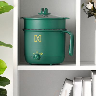 Nồi lẩu mini đa năng 2 tầng - Ca nấu mì điện núm xoay 2 nấc nhiệt kèm giá hấp chịu nhiệt miDoctor - Logo trên thân nồi hình ngẫu nhiên