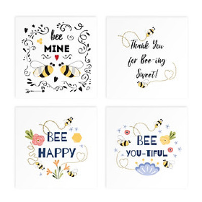Bộ 4 thiệp vuông 12cm SDstationery LET IT BEE chúc mừng, tình bạn, tình yêu, sinh nhật, truyền cảm hứng, động viên