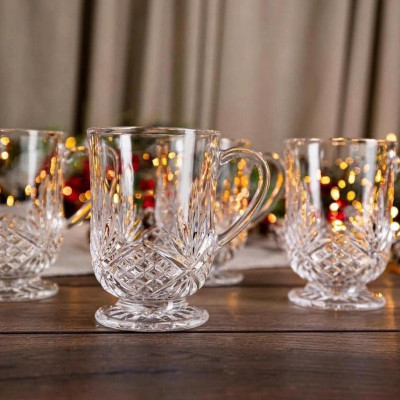 Set 4 cốc bia pha lê Godinger Dublin có quai 350ml Hàng chính hãng