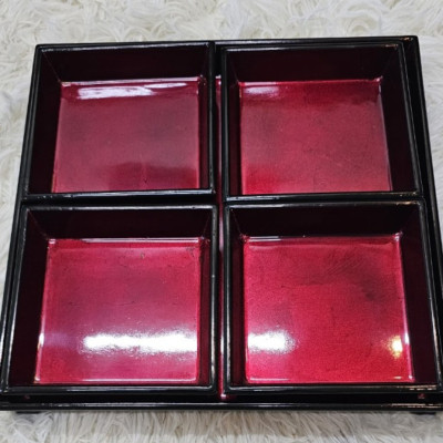 Bộ khay kèm 4 đĩa sơn mài cao cấp dùng để đựng bánh kẹo, làm quà tặng,.....