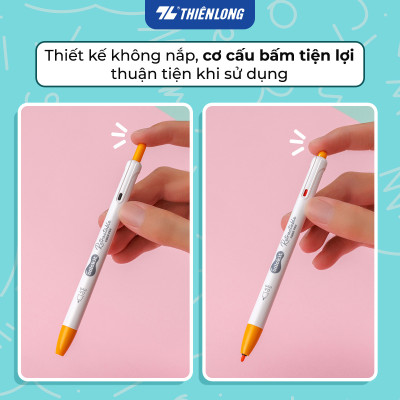 Bút lông 6/12 màu dạng bấm Retractable Fiber Pens Classic Thiên Long Colokit - 0.6mm