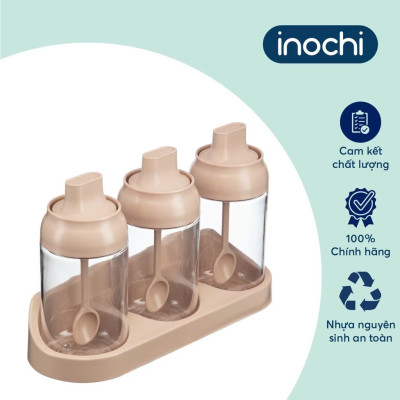 Bộ 3 hộp gia vị Tritan Yoko - Chính Hãng inochi Tiêu chuẩn nhật bản dễ dàng vệ sinh và sử dụng.