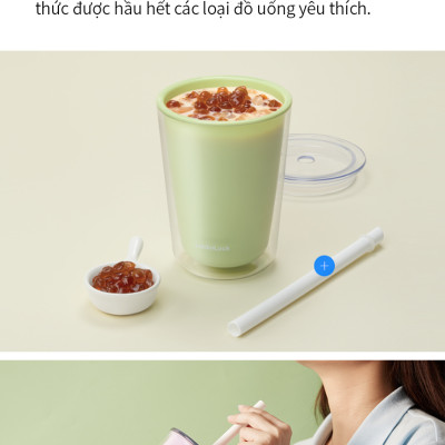 Ly nhựa 2 lớp LocknLock Bubble Tea Cold Cup màu tím HAP529VOL 720ml, Hàng chính hãng, kèm ống hút trân châu - JoyMall