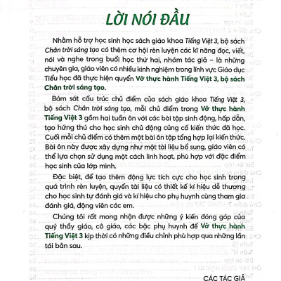 Vở Thực Hành Tiếng Việt 3 - Tập 1 (Chân Trời Sáng Tạo) (2022)