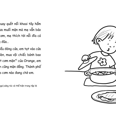 Sách tô màu Bữa Cơm Ngon Nhất Là Cơm Của Mẹ - ngồi cạnh tủ lạnh