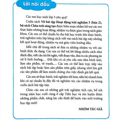 Vở Bài Tập Hoạt Động Trải Nghiệm, Hướng Nghiệp 5 - Bản 2 (Chân Trời) (Chuẩn)