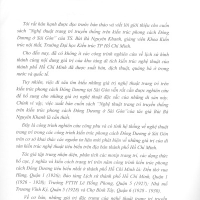 Nghệ Thuật Trang Trí Truyền Thống Trên Kiến Trúc Phong Cách Kiến Trúc Đông Dương Ở Sài Gòn
