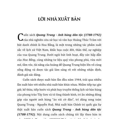 Quang Trung Anh Hùng Dân Tộc (1788-1792) - Hoa Bằng (Hoàng Thúc Trâm) 